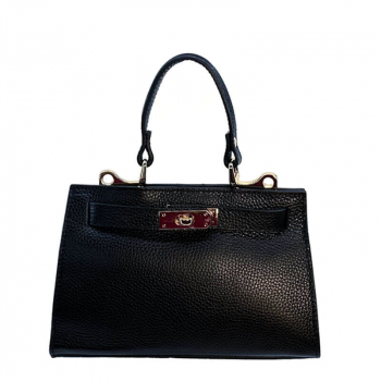 Mini Tote Handtasche, Clari Leder schwarz, front